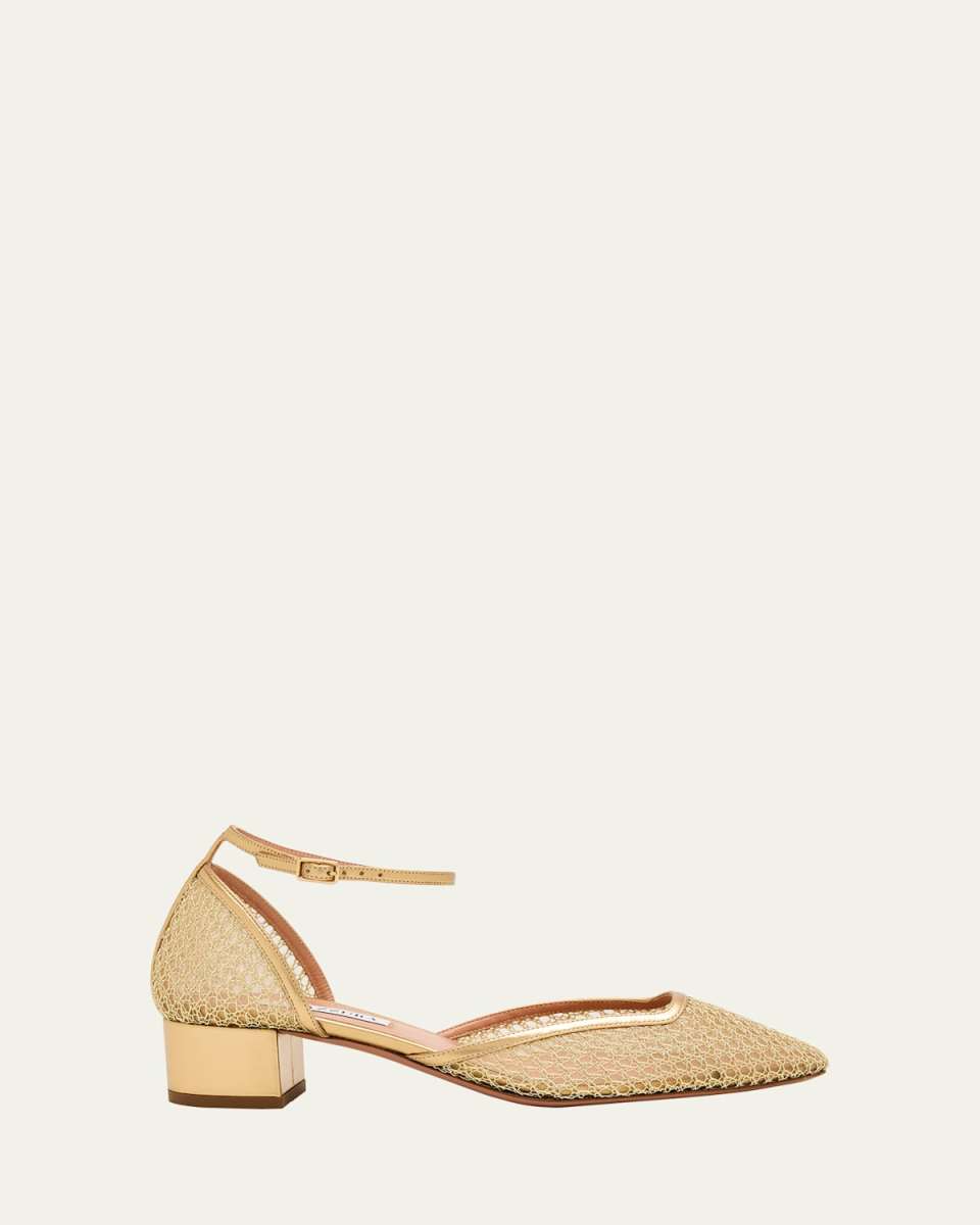 Asha Leather-Trim Mesh Pumps